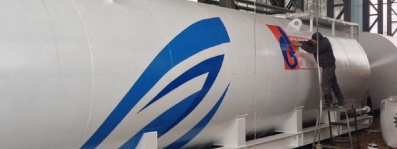 Нанесение логотипа ОАО «Газпром-Нефть» на ёмкости. г.о. Электросталь МО